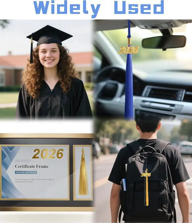 Alt view image 4 of 4 - Graduation Tassel 2026 for Grad Cap,Black Tassel with Silver Charm