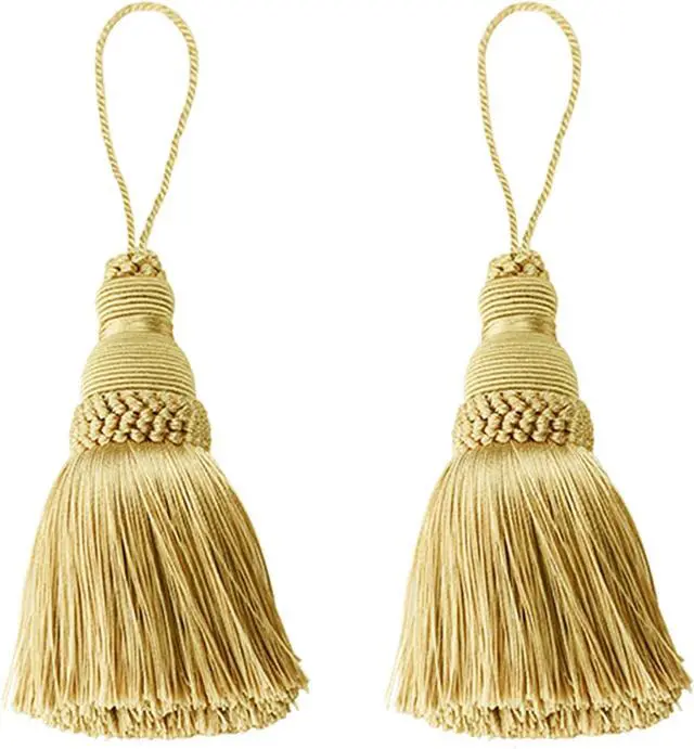 Main image of 2Pcs Colorful Tassel Key Tassels DIY Accessories(Gold) | 9.5 Inch Tassels for Crafts,Door Tassel for Knobs,Elegant Tassels for Curtain and Home Decoration,Large Decorative Tassels