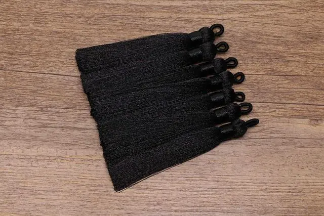 Alt view image 2 of 6 - Tupalizy 10PCS Handmade Soft Silky Tassels with Hanging Loop for Bookmarks Keychains Earring Bracelets Jewelry Making Souvenir Graduation Clothing Sewing Gift Tag Art DIY Craft Projects (Black)