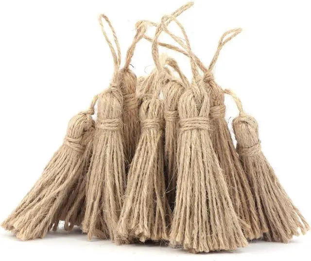 Main image of 30 Pieces Natural Jute Tassels for Wood Beads Christmas Burlap Tassel Jute Rope Tassels DIY Wood Bead Garland Projects Decorations(5.4")