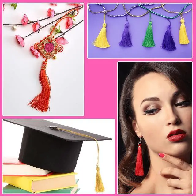 Alt view image 6 of 7 - NEBURORA 120 Pcs Bookmark Tassels Bulk 13cm/5 Inch 24 Colors Silky Handmade Soft Mini Tassel with Loops for Crafts Jewelry Keychain Making DIY Projects