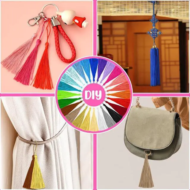 Alt view image 7 of 7 - NEBURORA 120 Pcs Bookmark Tassels Bulk 13cm/5 Inch 24 Colors Silky Handmade Soft Mini Tassel with Loops for Crafts Jewelry Keychain Making DIY Projects