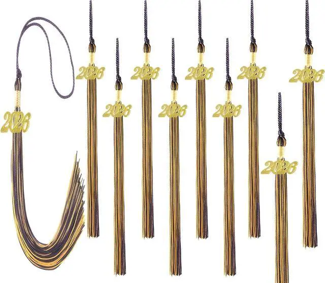 Main image of Black and Gold Graduation Tassels 2026 Bulk for Grad Cap and Graduation Ceremony Accessory Decoration,10 Pieces