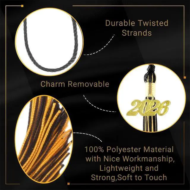 Alt view image 2 of 6 - Black and Gold Graduation Tassels 2026 Bulk for Grad Cap and Graduation Ceremony Accessory Decoration,10 Pieces