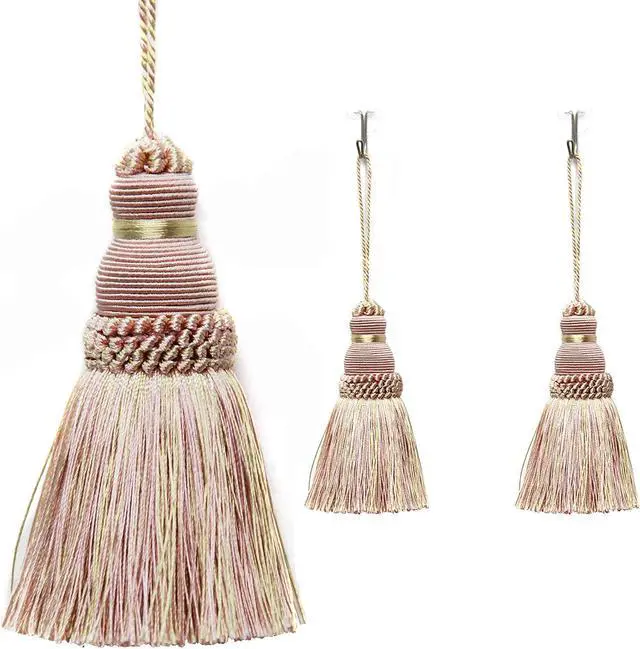 Main image of 2Pcs Colorful Tassel Key Tassels DIY Accessories(Mix Pink) | 9.5 Inch Tassels for Crafts,Door Tassel for Knobs,Elegant Tassels for Curtain and Home Decoration,Large Decorative Tassels