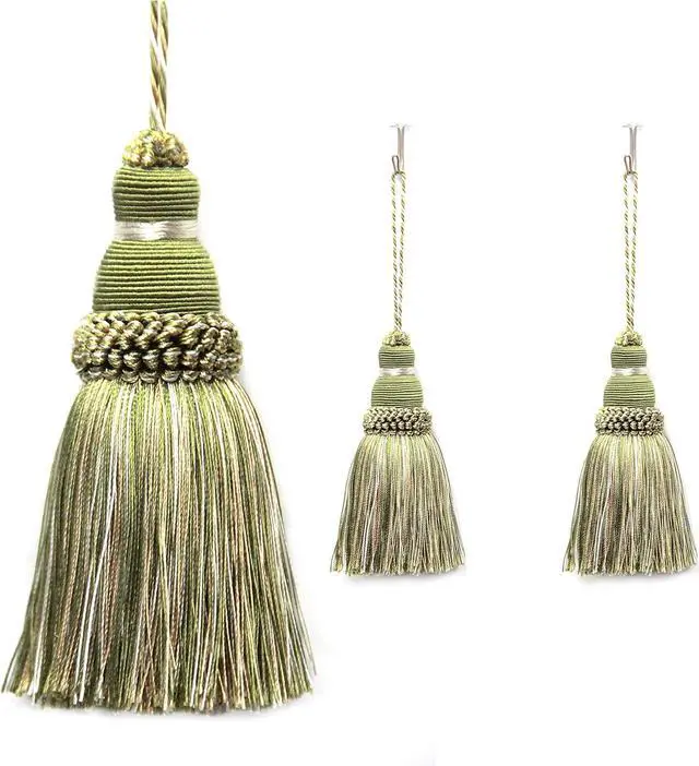 Main image of 2Pcs Colorful Tassel Key Tassels DIY Accessories(Mix Green) | 9.5 Inch Tassels for Crafts,Door Tassel for Knobs,Elegant Tassels for Curtain and Home Decoration,Large Decorative Tassels