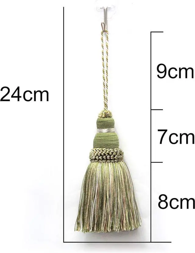 Alt view image 2 of 7 - 2Pcs Colorful Tassel Key Tassels DIY Accessories(Mix Green) | 9.5 Inch Tassels for Crafts,Door Tassel for Knobs,Elegant Tassels for Curtain and Home Decoration,Large Decorative Tassels