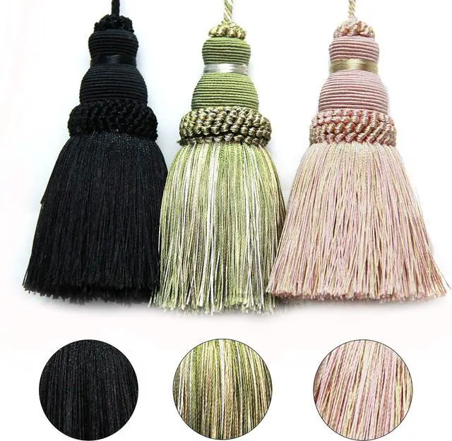 Alt view image 7 of 7 - 2Pcs Colorful Tassel Key Tassels DIY Accessories(Mix Pink) | 9.5 Inch Tassels for Crafts,Door Tassel for Knobs,Elegant Tassels for Curtain and Home Decoration,Large Decorative Tassels