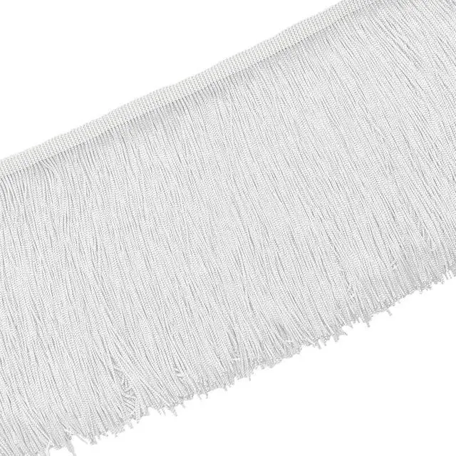 Alt view image 3 of 7 - Luomorgo Chainette Fringe Trim, White, 6" Wide, 10 Yards | Polyester Tassel, For Sewing, Latin Dresses & Lamp Shades, DIY Craft Decor