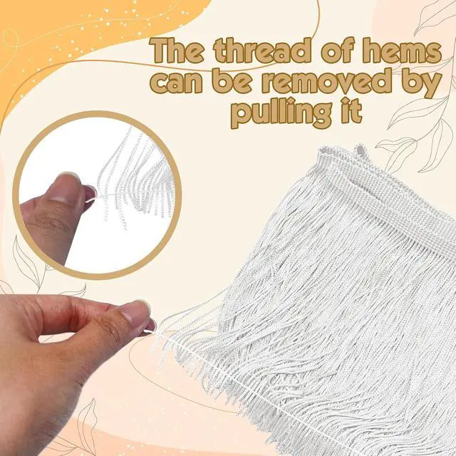 Alt view image 4 of 7 - Luomorgo Chainette Fringe Trim, White, 6" Wide, 10 Yards | Polyester Tassel, For Sewing, Latin Dresses & Lamp Shades, DIY Craft Decor