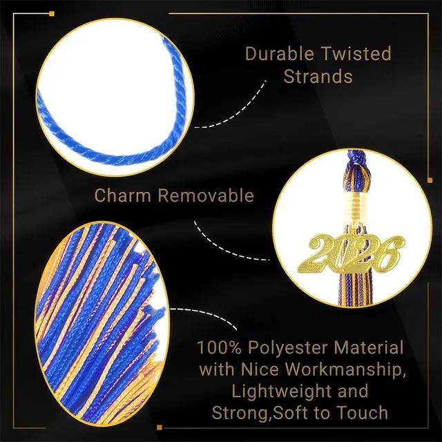 Alt view image 2 of 6 - Blue and Gold Graduation Tassels 2026 Bulk for Grad Cap and Graduation Ceremony Accessory Decoration,10 Pieces