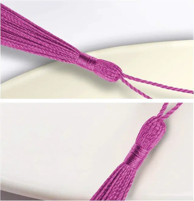 Alt view image 3 of 7 - VAPKER 100 Pieces Dark Pink Tassels 13cm/5-Inch Silky Handmade Soft Tassels Floss Bookmark Tassels with 2-Inch Cord Loop for Jewelry Making, DIY Projects, Bookmarks