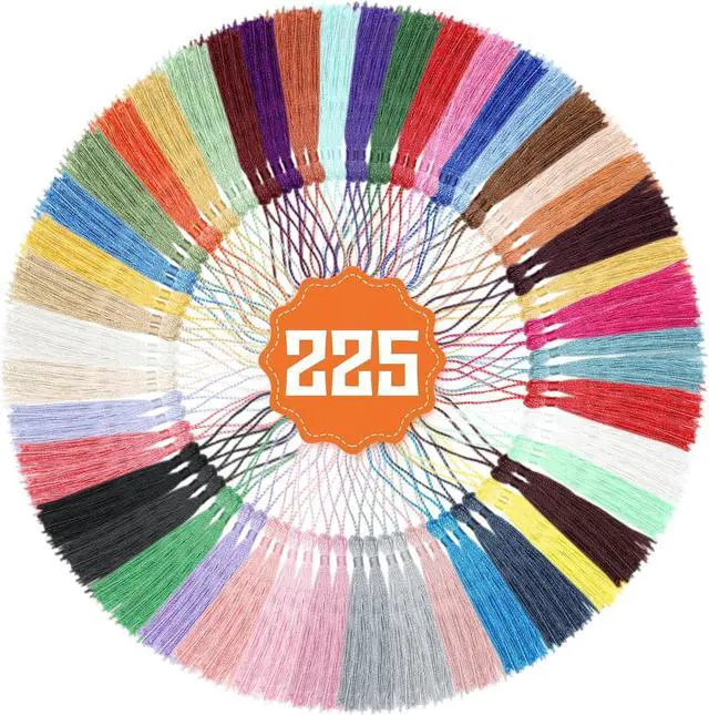 Main image of 225 Pcs Bookmark Tassels, 45 Colors Bulk Tassels for Crafts, Jewelry Making | Bookmark Tassels with Loops for Crafts Keychain Making, DIY Projects, Graduation Bookmarks