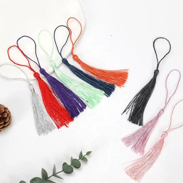 Alt view image 4 of 7 - 225 Pcs Bookmark Tassels, 45 Colors Bulk Tassels for Crafts, Jewelry Making | Bookmark Tassels with Loops for Crafts Keychain Making, DIY Projects, Graduation Bookmarks