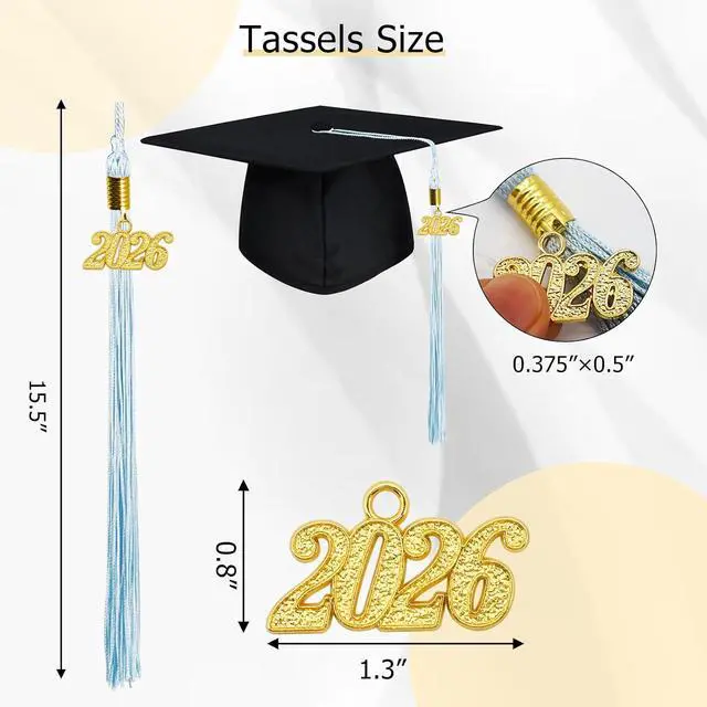 Alt view image 3 of 6 - GraduationMall Single&Multiple Color Graduation Tassel with 2026 Year Charm 9"