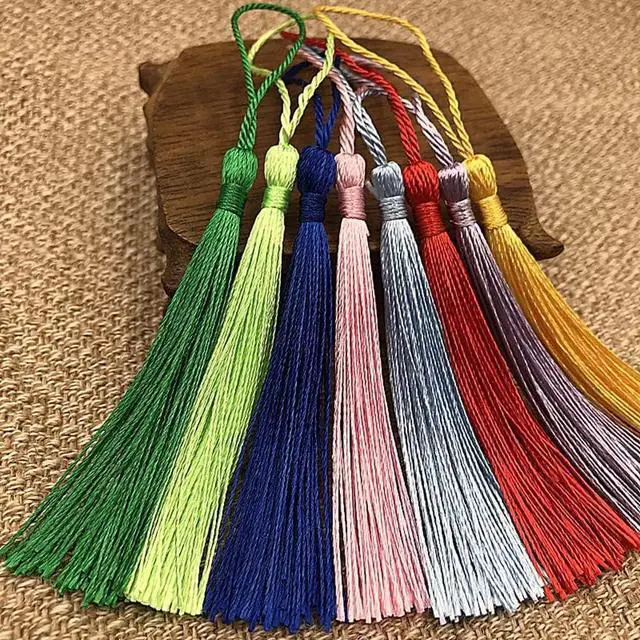 Alt view image 7 of 7 - 200 Pieces Bookmark Tassels, BetterJonny Handmade Silky Floss Soft Craft Mini Small Tassels with Loops for Bookmarks DIY Crafts Jewelry Making, 40 Colors