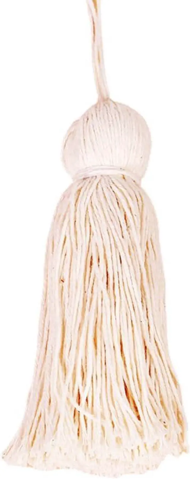 Main image of 8 Pcs Large Cotton Tassel Charm with Hanging Loop Rustic Tassels for Pillows Curtain Tieback Tote Bag DIY Craft Projects, Beige