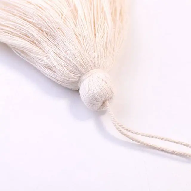 Alt view image 3 of 5 - 8 Pcs Large Cotton Tassel Charm with Hanging Loop Rustic Tassels for Pillows Curtain Tieback Tote Bag DIY Craft Projects, Beige