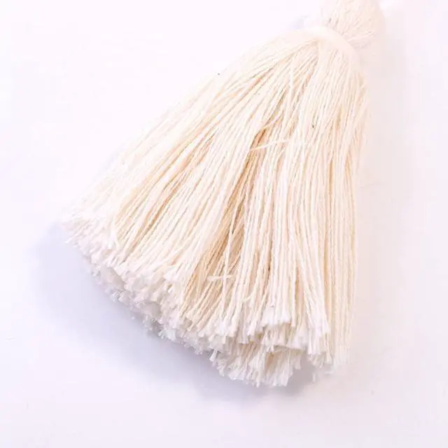 Alt view image 4 of 5 - 8 Pcs Large Cotton Tassel Charm with Hanging Loop Rustic Tassels for Pillows Curtain Tieback Tote Bag DIY Craft Projects, Beige