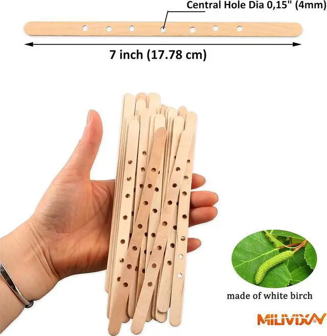 Alt view image 2 of 7 - MILIVIXAY 100pcs Wooden Wick Holders - Candle Wicks Centering Device for Large & Multiwick Candles.