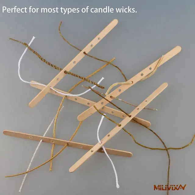 Alt view image 4 of 7 - MILIVIXAY 100pcs Wooden Wick Holders - Candle Wicks Centering Device for Large & Multiwick Candles.