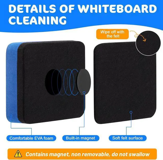 Alt view image 4 of 7 - FUMILE 35 Pack Magnetic Mini Dry Erase Whiteboard Erasers for Classroom | 7 Colors Chalkboard Cleaner Wiper for Kids, Classroom Office and Home, Eraser Bulk, Student Must Have, Teacher Supplies