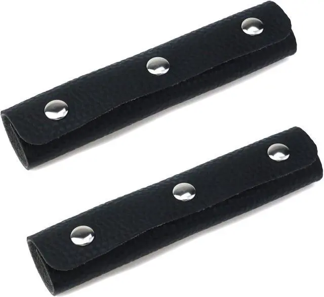 Main image of Mcredy Leather Bag Strap Wrap Covers Handle Protector, Black, 2 Packs | Soft Leather, Bag Strap Wrap Covers, Easy to Use, for Purse Wallet Shopping Travel Bags