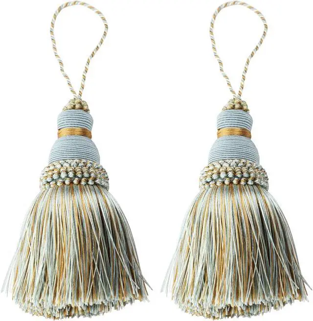 Main image of 2Pcs Colorful Tassel Key Tassels DIY Accessories(Mix Blue) | 9.5 Inch Tassels for Crafts,Door Tassel for Knobs,Elegant Tassels for Curtain and Home Decoration,Large Decorative Tassels