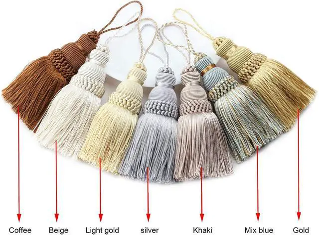 Alt view image 5 of 5 - 2Pcs Colorful Tassel Key Tassels DIY Accessories(Mix Blue) | 9.5 Inch Tassels for Crafts,Door Tassel for Knobs,Elegant Tassels for Curtain and Home Decoration,Large Decorative Tassels