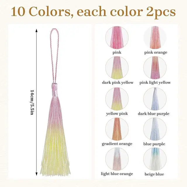Alt view image 2 of 7 - Bewudy 20 Pcs Mini Tassels Bookmark, Colorful Tassels for Handmade Crafts | Silk Tassels, 13cm/5in, Silky Handmade, Soft Tassels, for Jewelry Making, DIY Projects, Bookmarks, Color B