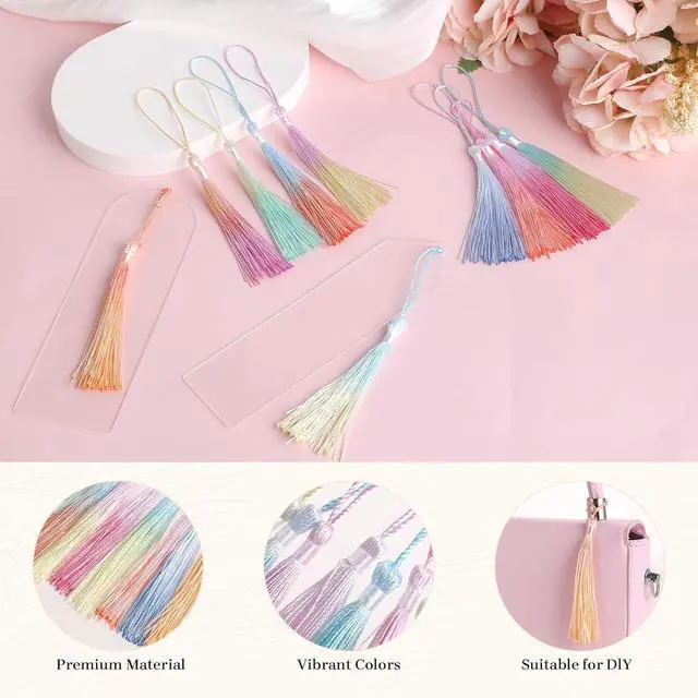Alt view image 4 of 7 - Bewudy 20 Pcs Mini Tassels Bookmark, Colorful Tassels for Handmade Crafts | Silk Tassels, 13cm/5in, Silky Handmade, Soft Tassels, for Jewelry Making, DIY Projects, Bookmarks, Color B