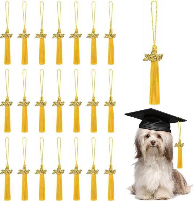 Main image of 30 PCS 2026 Mini Graduation Tassels for Crafts 5.1 Inches Bookmark Tassels for Graduation Decor, Cap Keychain Ornaments DIY Craft Jewelry Making (Gold)