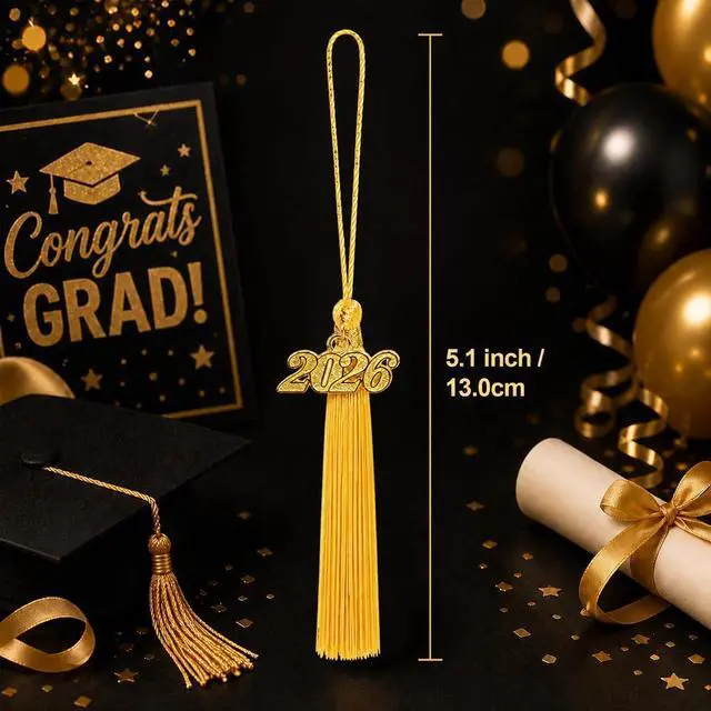 Alt view image 2 of 7 - 30 PCS 2026 Mini Graduation Tassels for Crafts 5.1 Inches Bookmark Tassels for Graduation Decor, Cap Keychain Ornaments DIY Craft Jewelry Making (Gold)