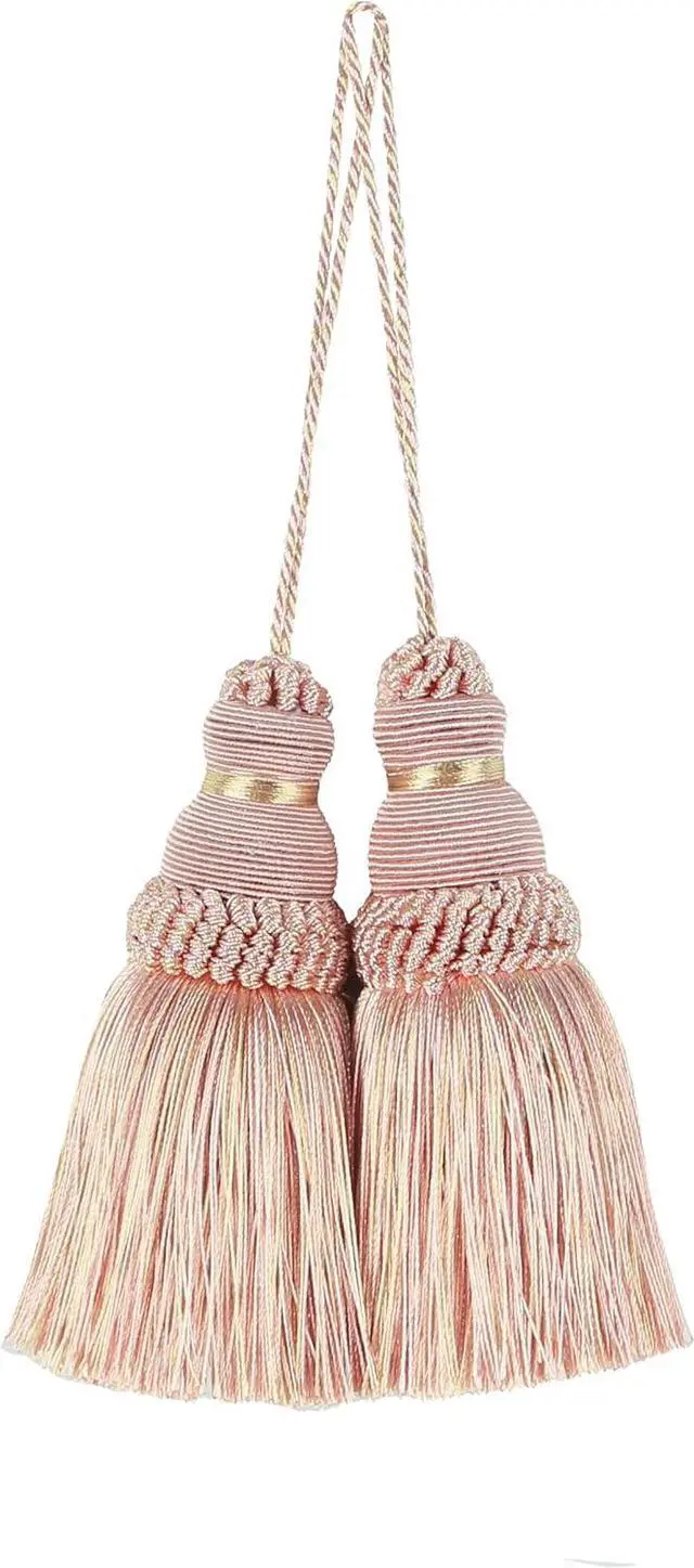 Main image of BEL AVENIR Tassels 2 Pcs Key Tassel with Loops Handmade Craft Charms | Mix Pink, DIY Accessories, Elegant, Soft Making Curtain Home Decoration