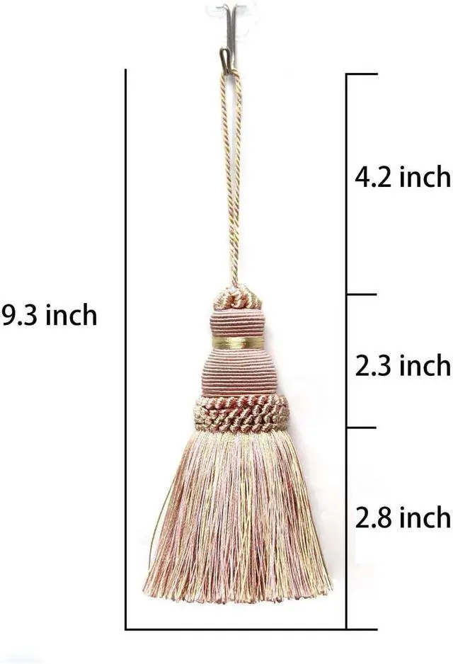 Alt view image 2 of 6 - BEL AVENIR Tassels 2 Pcs Key Tassel with Loops Handmade Craft Charms | Mix Pink, DIY Accessories, Elegant, Soft Making Curtain Home Decoration