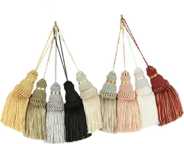 Alt view image 6 of 6 - BEL AVENIR Tassels 2 Pcs Key Tassel with Loops Handmade Craft Charms | Mix Pink, DIY Accessories, Elegant, Soft Making Curtain Home Decoration