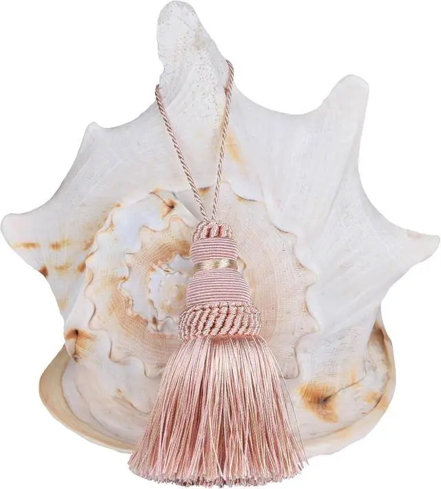 Alt view image 5 of 6 - BEL AVENIR Tassels 2 Pcs Key Tassel with Loops Handmade Craft Charms | Mix Pink, DIY Accessories, Elegant, Soft Making Curtain Home Decoration