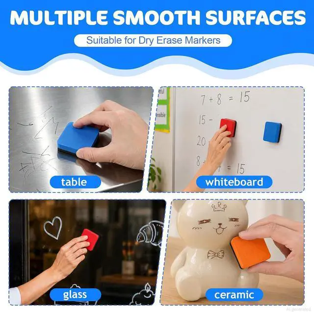 Alt view image 5 of 7 - FUMILE 35 Pack Magnetic Mini Dry Erase Whiteboard Erasers for Classroom | 7 Colors Chalkboard Cleaner Wiper for Kids, Classroom Office and Home, Eraser Bulk, Student Must Have, Teacher Supplies