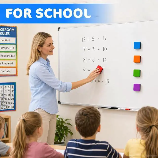 Alt view image 6 of 7 - FUMILE 35 Pack Magnetic Mini Dry Erase Whiteboard Erasers for Classroom | 7 Colors Chalkboard Cleaner Wiper for Kids, Classroom Office and Home, Eraser Bulk, Student Must Have, Teacher Supplies