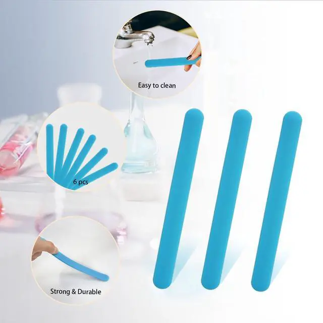 Alt view image 3 of 7 - 6 PCS Reusable Silicone Stirring Stick, Silicones Stirrings Sticks | Blue Reusable Silicone Wax Stick Popsicle Sticks Tools, for DIY Crafts, Resin, Liquid, Paint