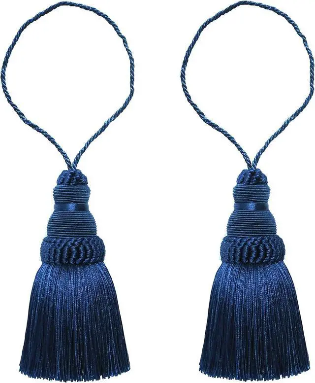 Main image of 2Pcs Colorful Tassel Key Tassels DIY Accessories(Navy) | 9.5 Inch Tassels for Crafts,Door Tassel for Knobs,Elegant Tassels for Curtain and Home Decoration,Large Decorative Tassels