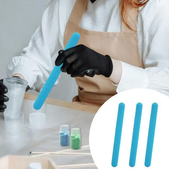 Alt view image 6 of 7 - 6 PCS Reusable Silicone Stirring Stick, Silicones Stirrings Sticks | Blue Reusable Silicone Wax Stick Popsicle Sticks Tools, for DIY Crafts, Resin, Liquid, Paint
