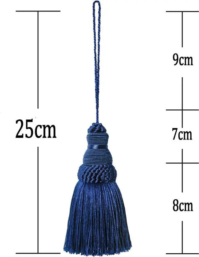 Alt view image 2 of 2 - 2Pcs Colorful Tassel Key Tassels DIY Accessories(Navy) | 9.5 Inch Tassels for Crafts,Door Tassel for Knobs,Elegant Tassels for Curtain and Home Decoration,Large Decorative Tassels