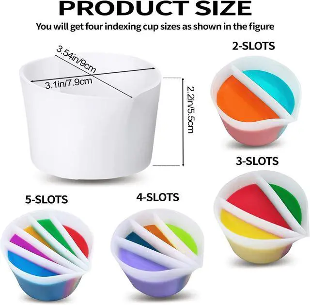 Alt view image 2 of 7 - 4 Pcs Split Cups for Paint Pouring with 2-5 Channels Resin molds Silicone Resin Mixing Cups Pour Painting Supplies Acrylic Paint Pouring DIY Making Drawing Accessories