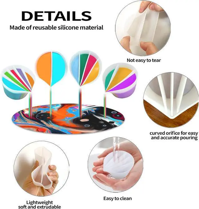 Alt view image 3 of 7 - 4 Pcs Split Cups for Paint Pouring with 2-5 Channels Resin molds Silicone Resin Mixing Cups Pour Painting Supplies Acrylic Paint Pouring DIY Making Drawing Accessories