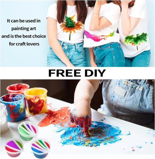 Alt view image 6 of 7 - 4 Pcs Split Cups for Paint Pouring with 2-5 Channels Resin molds Silicone Resin Mixing Cups Pour Painting Supplies Acrylic Paint Pouring DIY Making Drawing Accessories