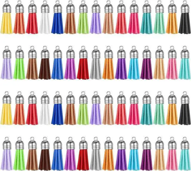 Main image of 60 Pcs Tassels for Jewelry Making Keychain Tassels Leather Tassel Keychain Charms Bulk Colored Tassel Pendants for Bracelets, Acrylic Key Chain Blanks and Craft Supplies 30 Colors