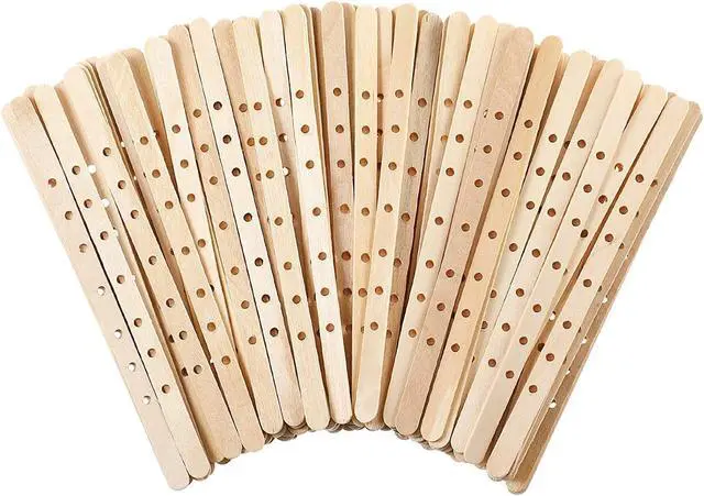 Main image of 100pcs Wooden Candle Wick Holders - 3 Wick Candle Holders, Candle Making Wick Centering Tool with 7 Holes
