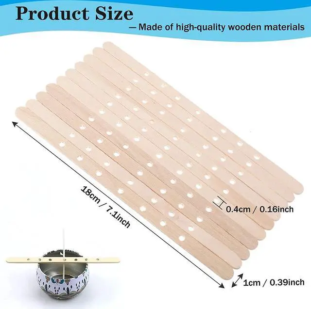 Alt view image 2 of 6 - 100pcs Wooden Candle Wick Holders - 3 Wick Candle Holders, Candle Making Wick Centering Tool with 7 Holes