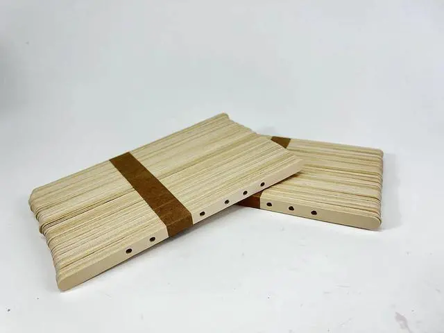 Alt view image 6 of 6 - 100pcs Wooden Candle Wick Holders - 3 Wick Candle Holders, Candle Making Wick Centering Tool with 7 Holes